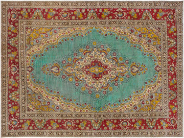 handmade Vintage Blue Red Hand Knotted RECTANGLE 100% WOOL area rug 8x12